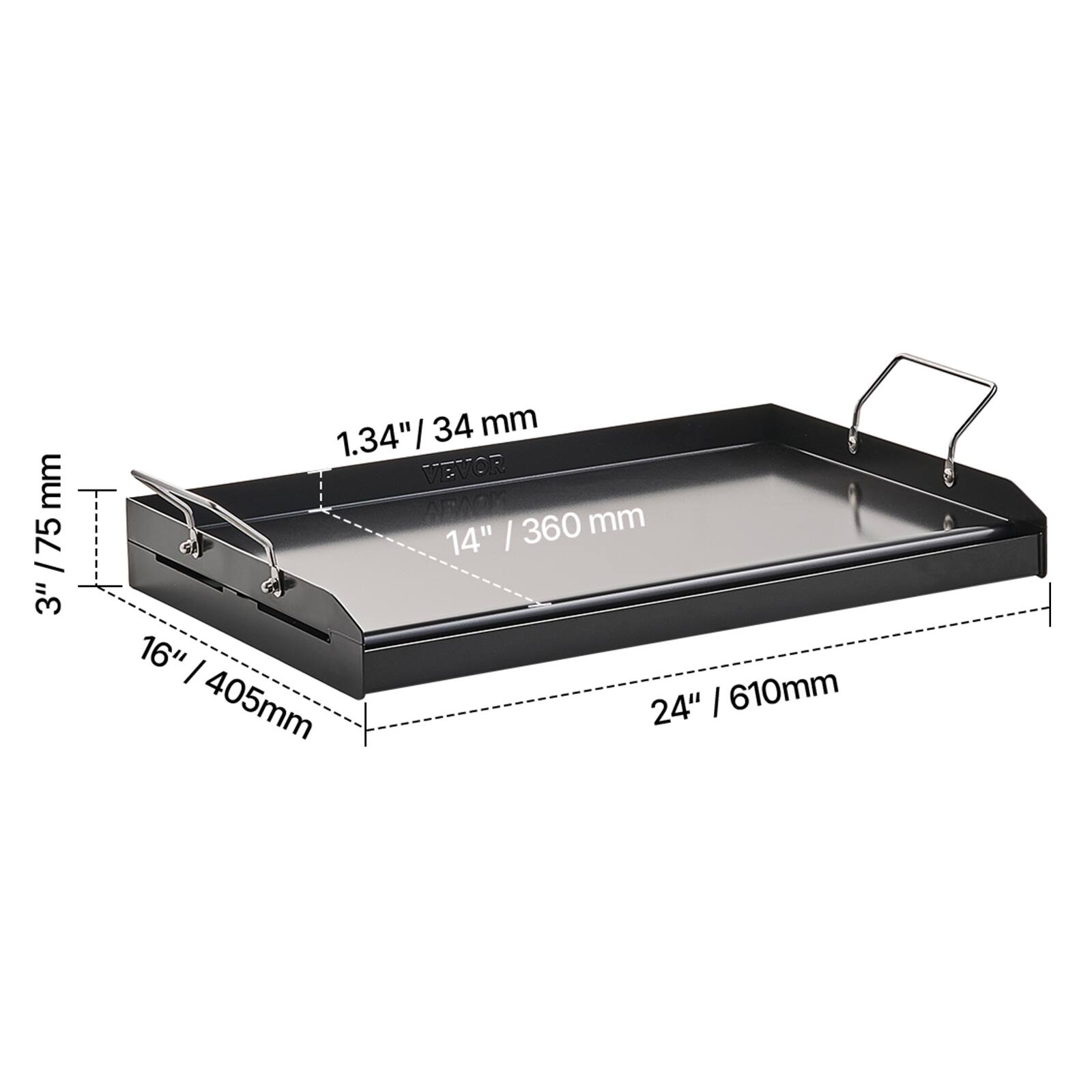3" / 75 mm, 1.34" / 34 mm, 14" / 360 mm, 16" / 405 mm, 24" / 610 mm