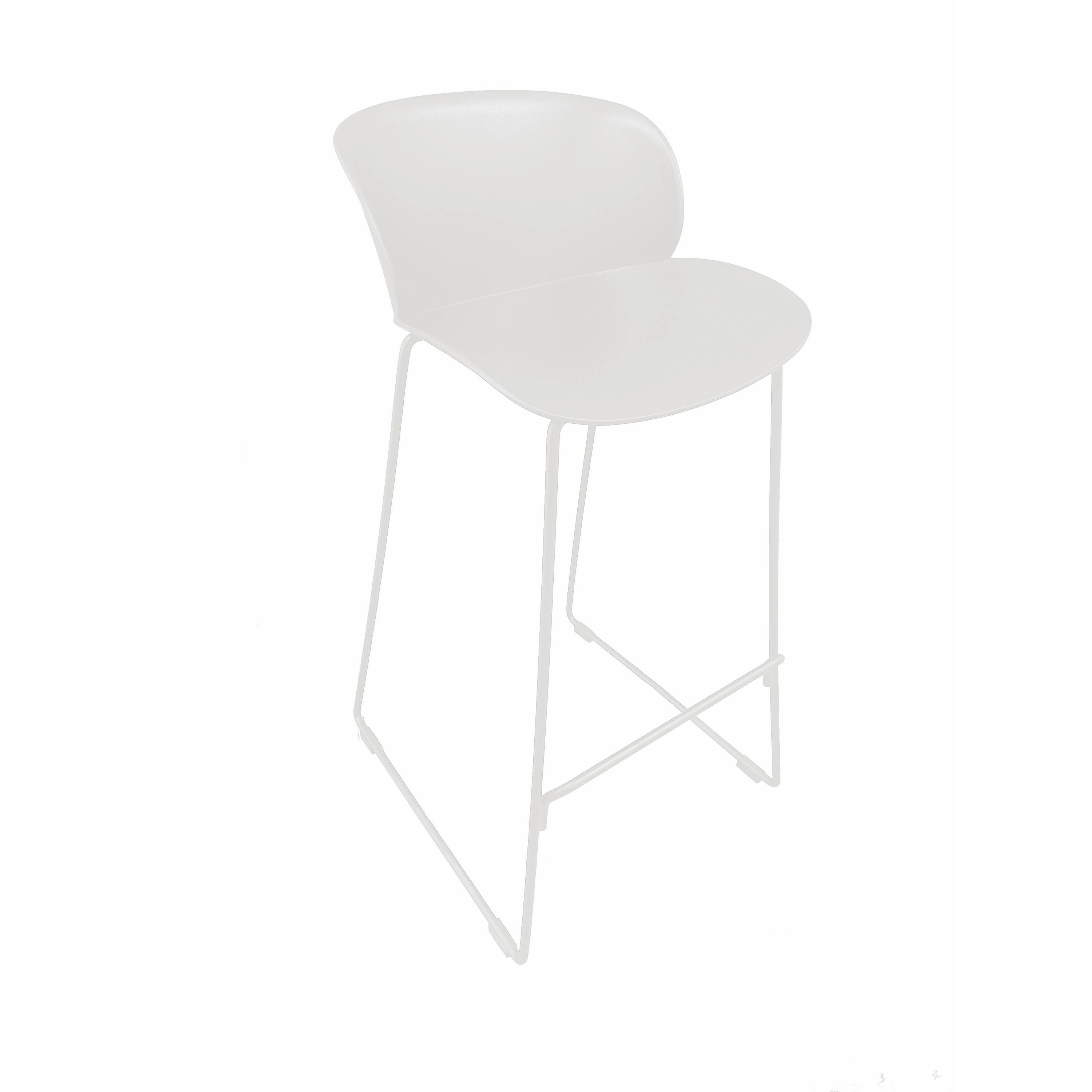 Front. Manhattan Lane - Sia 30 Inch Barstool Chair Set of 2, Curved Back, Square White Metal Legs - White.