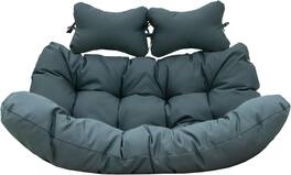 LeisureMod - 2-Person Egg Chair Cushion with Headrest - Folding Double Swing Chair Replacement Pad, Weather-Resistant - Charcoal