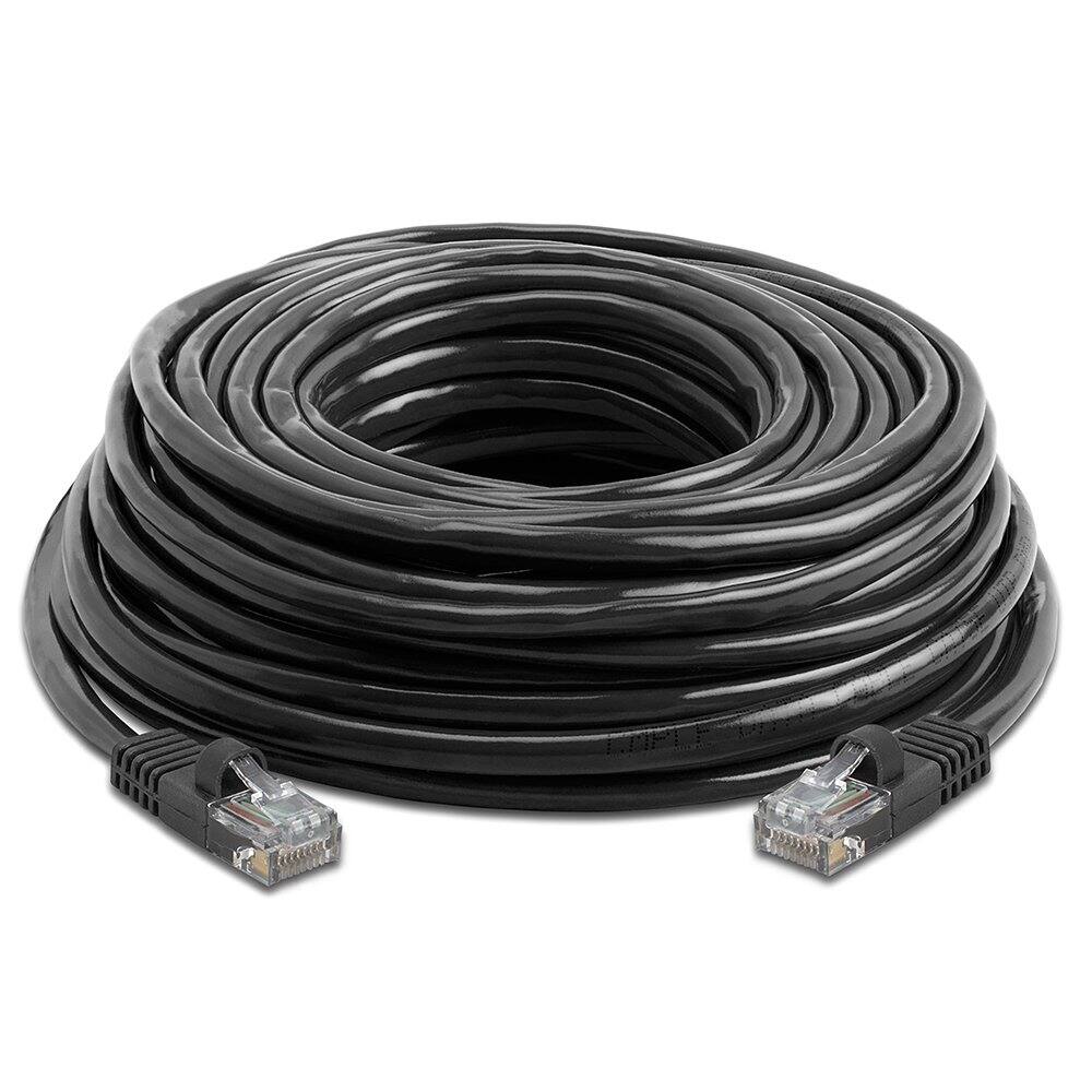 Angle. Cmple.com - Cmple - Cat5e Ethernet Cable 50 ft, 350 MHz UTP Cat 5e Ethernet Patch Cord, 1Gbps Network Lan Cables, RJ45 - Black - Black.