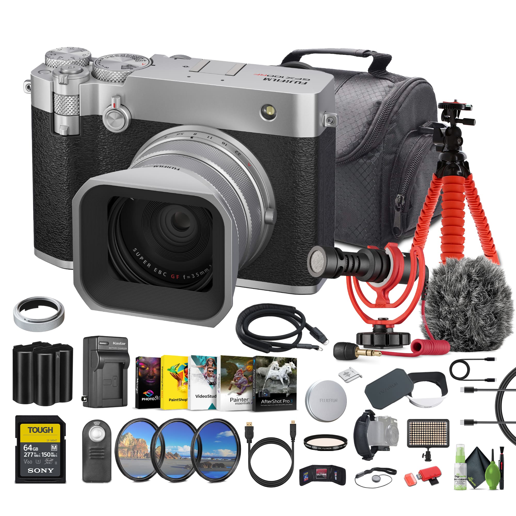 Fujifilm - GFX100RF 102MP Mirrorless Digital Camera Bundle + Accessories - Silver
