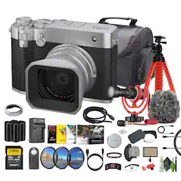 Fujifilm - GFX100RF 102MP Mirrorless Digital Camera Bundle + Accessories - Silver