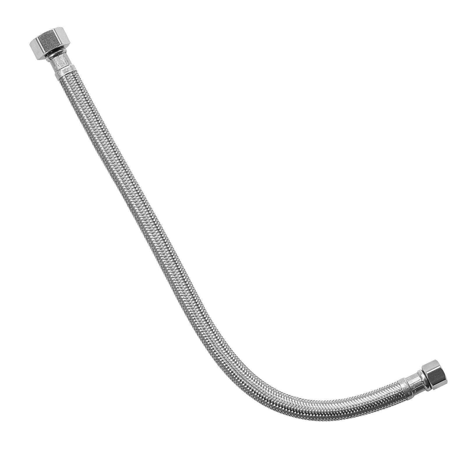 Alt View 5. VEVOR - Faucet Hose Connector, 24-Inch Length, 3/8 Inch Comp x 1/2 Inch FIP 2-Pack Braided Stainless Steel Faucet Supply Line - Sliver.