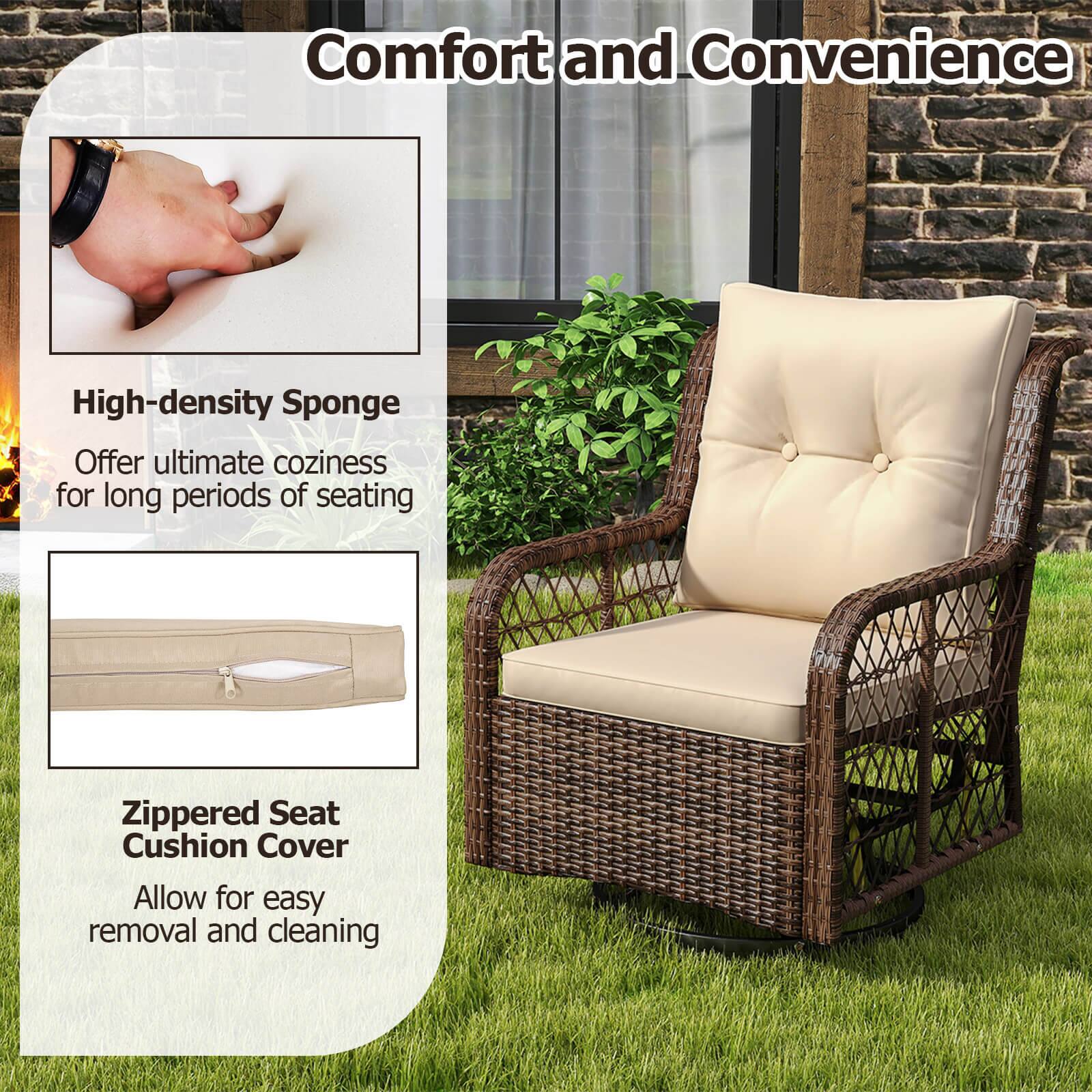 Comfort and Convenience

High-density Sponge
Offer ultimate coziness for long periods of seating

Zippered Seat Cushion Cover
Allow for easy removal and cleaning