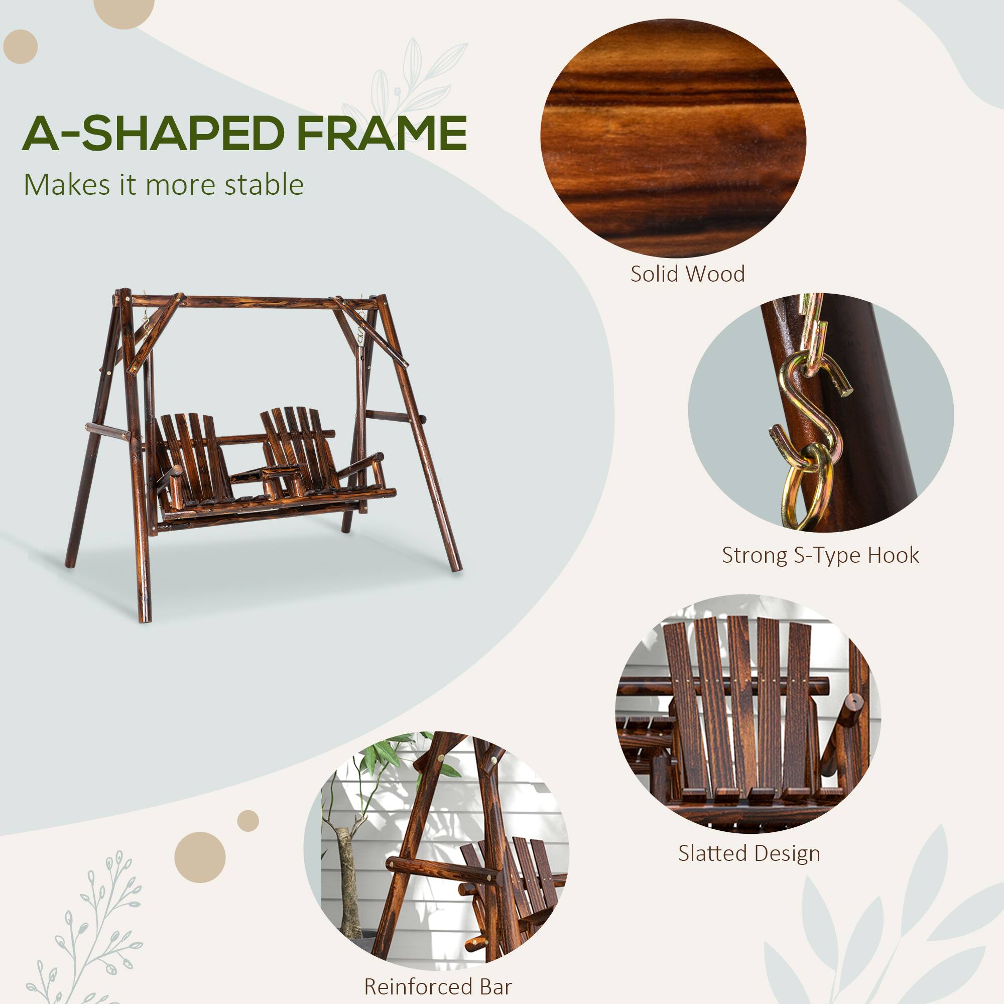 A-SHAPED FRAME
Makes it more stable
Solid Wood
Strong S-Type Hook
Slatted Design
Reinforced Bar