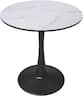 LeisureMod - Bristol 24 Inches Round Dining Table with MDF/Stone Accent Café Table & Sturdy Steel Black Pedestal Base - MDF - Marbled White