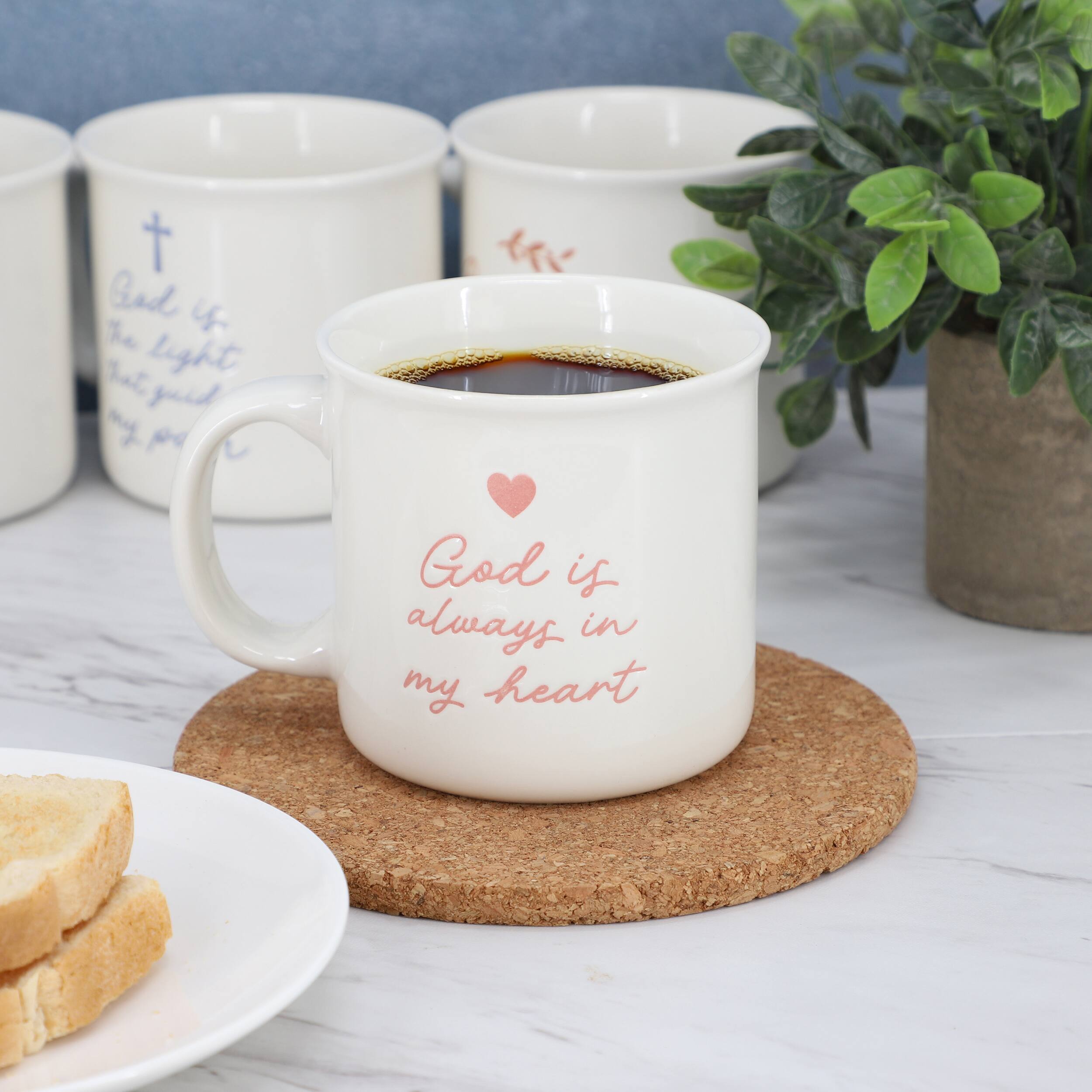 The text on the image reads "God is always in my heart."