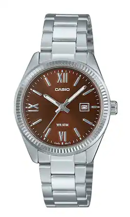 Casio - Standard Analog Stainless Steel Dial Quartz LTP-1302DD-5AV Women's Watch - Brown