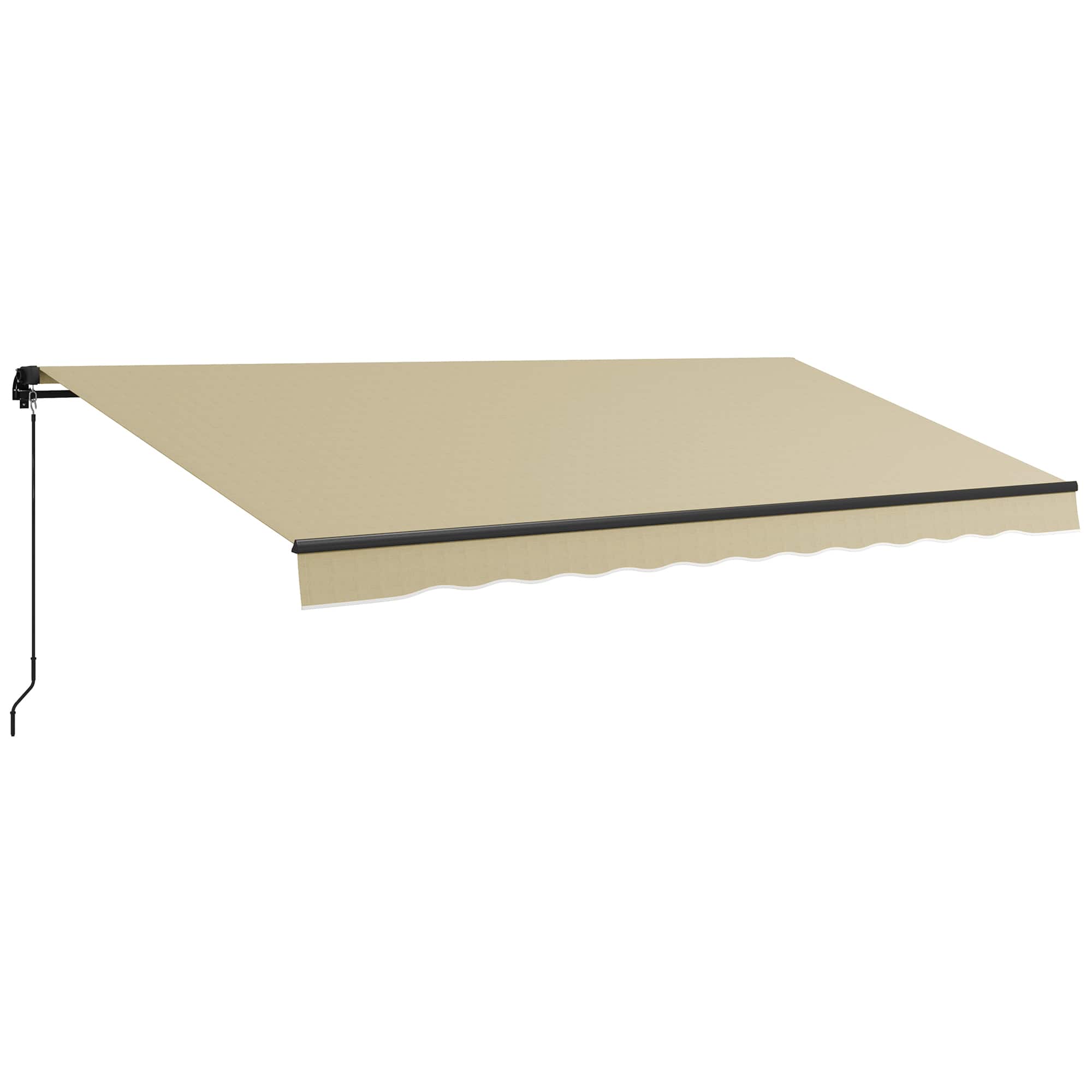 Outsunny - 16' x 10' Retractable Awning, Patio Awning Sunshade Shelter with Manual Crank Handle - Beige