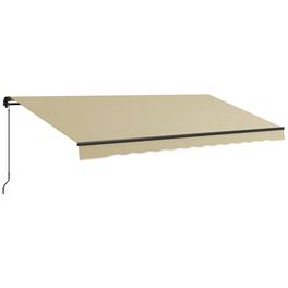 Outsunny - 16' x 10' Retractable Awning, Patio Awning Sunshade Shelter with Manual Crank Handle - Beige