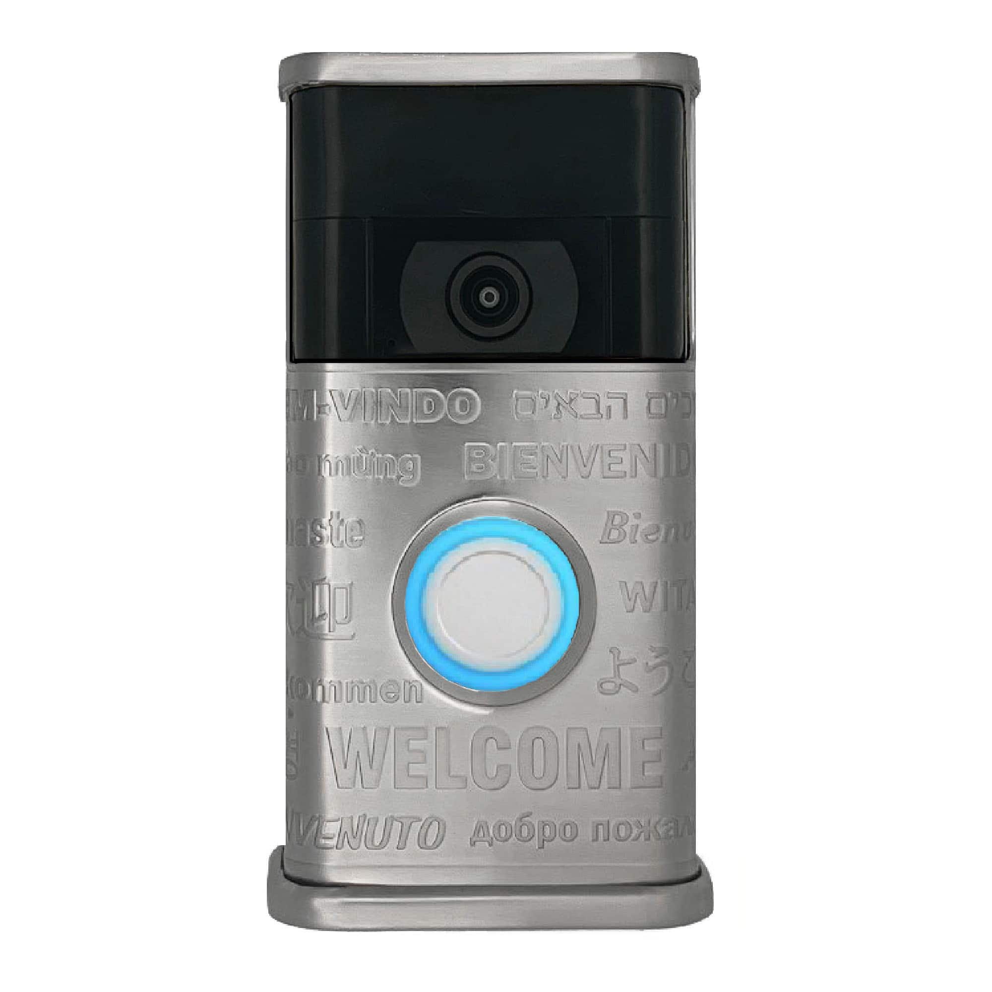 Michael Healy - Multilingual Welcome Video Doorbell Cover (Ring 2nd Gen) - Nickel Silver