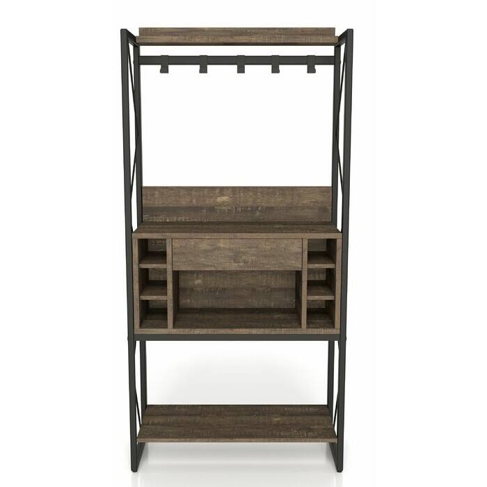 Left. SlickBlue - Oak and Black Iron Baker’s Rack for Wine and Kitchen Storage - Oak, Black.