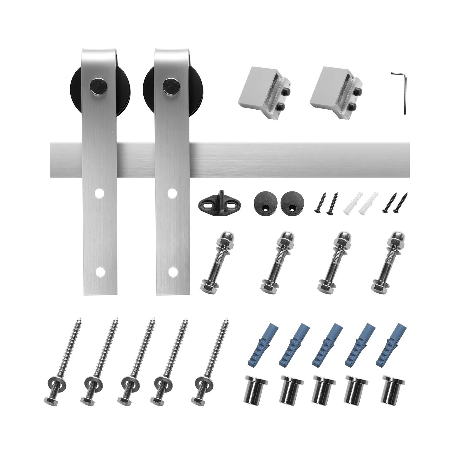 Alt View 5. VEVOR - 5FT Sliding Barn Door Hardware Kit, 330 LBS Weight Capacity, Compatible with 30 Inches Max Width & 1-3/8 to 1-3/4 Inches - Matte Silver (Nickel-Plated).