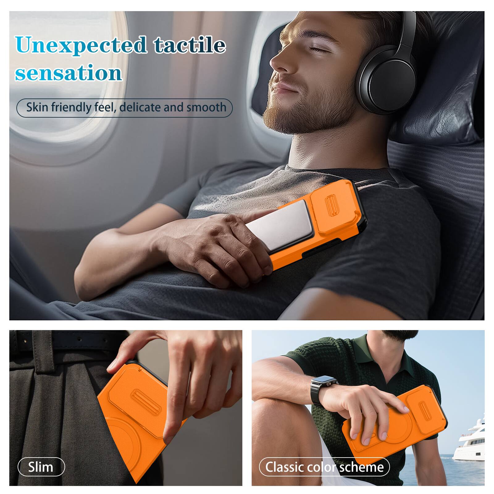 Unexpected tactile sensation  
Skin friendly feel, delicate and smooth  
Slim  
Classic color scheme