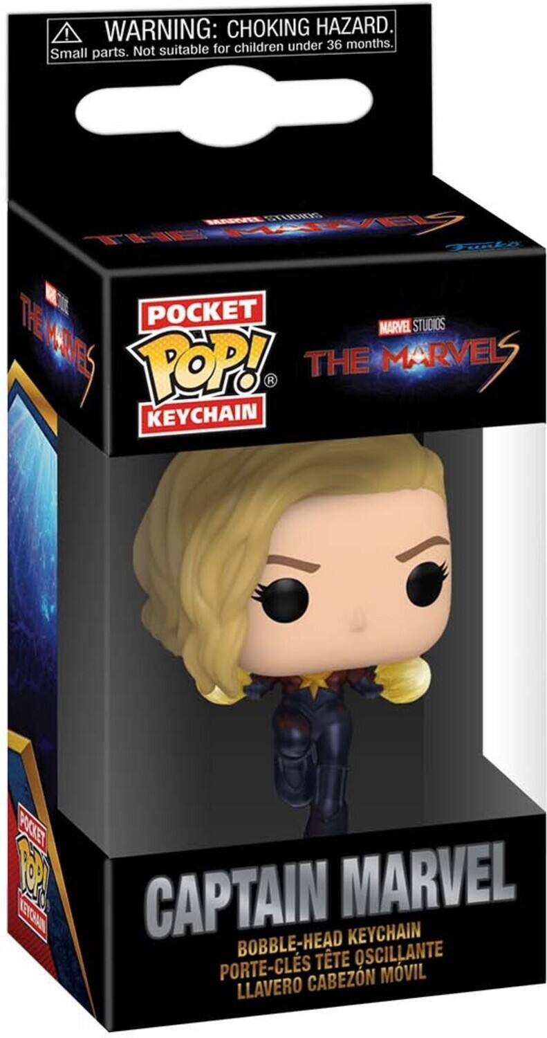 **WARNING: CHOKING HAZARD.**  
Small parts. Not suitable for children under 36 months.

**POCKET POP! KEYCHAIN**  
**MARVEL STUDIOS**  
**THE MARVELS**

**CAPTAIN MARVEL**  
**BOBBLE-HEAD KEYCHAIN**  
**PORTE-CLE TÊTE OSCILLANTE**  
**LLAVERO CABEZN MOVIL**