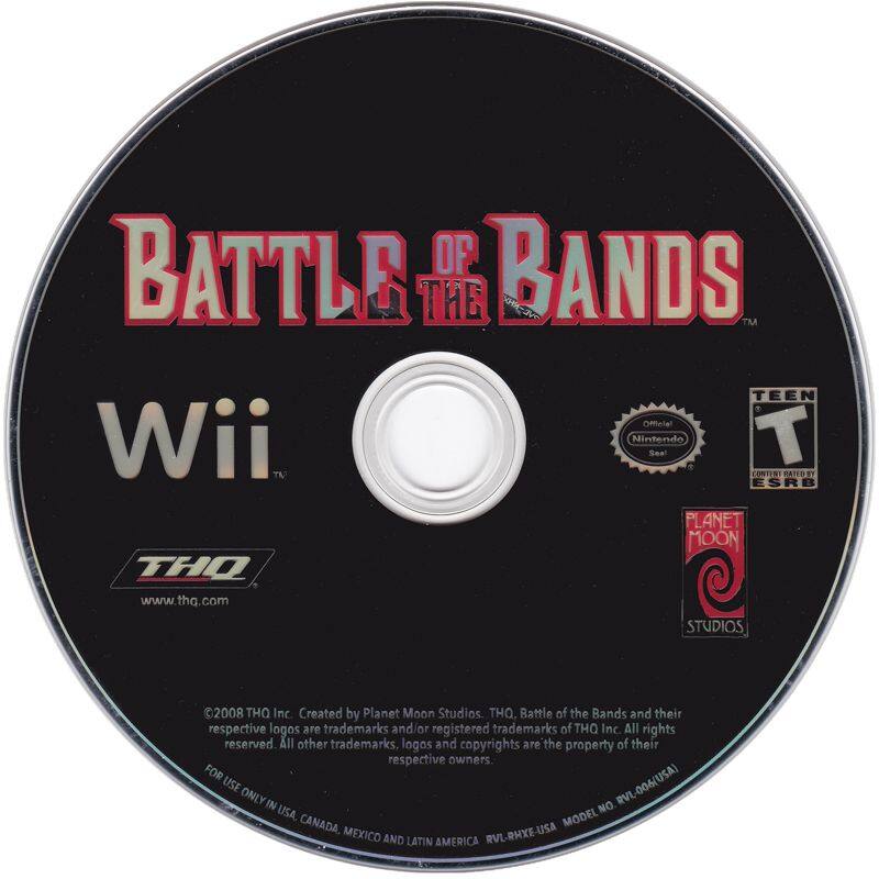 **Battle of the Bands**  
Wii  

**Official Nintendo Seal**  
**ESRB Rated T for Teen**  

**THQ**  
www.thq.com  

**Planet Moon Studios**  

©2008 THQ Inc. Created by Planet Moon Studios. THQ, Battle of the Bands and their respective logos are trademarks and/or registered trademarks of THQ Inc. All rights reserved. All other trademarks, logos and copyrights are the property of their respective owners.  

FOR USE ONLY IN USA, CANADA, MEXICO AND LATIN AMERICA. MODEL NO. RVL-RHXE-USA  

RVL-006(USA)