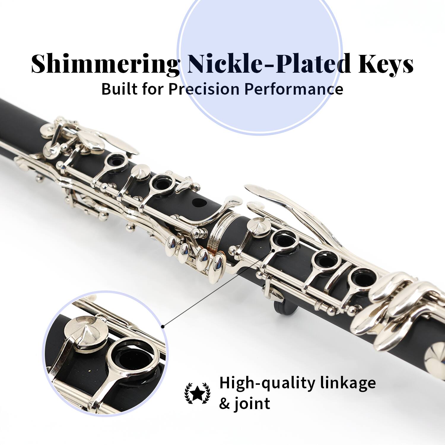 Shimmering Nickel-Plated Keys  
Built for Precision Performance  

High-quality linkage & joint