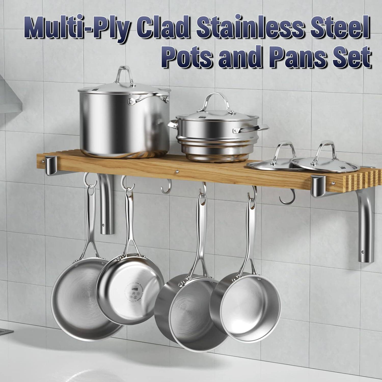 Multi-Ply Clad Stainless Steel Pots and Pans Set