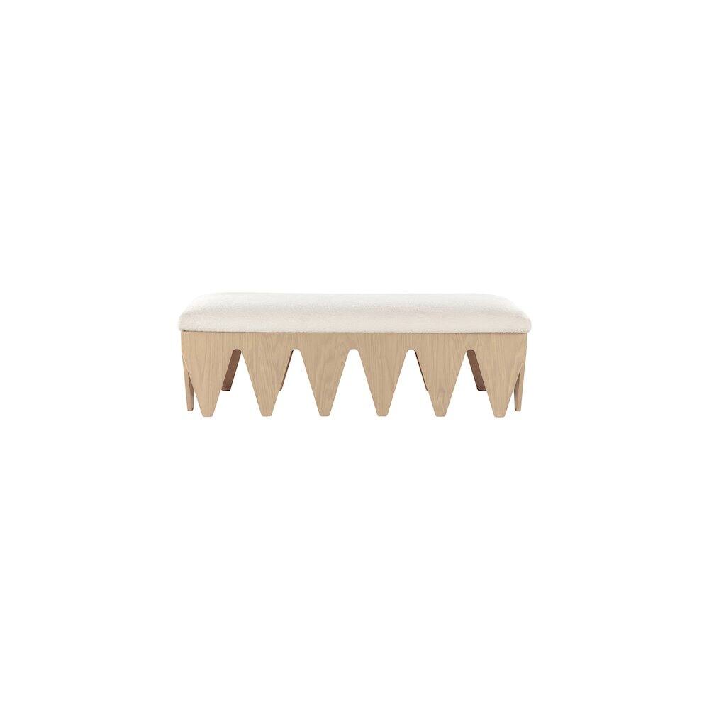 Alt View 2. Meridian Furniture - Altair Cream Velour Fur Fabric Bench - Beige.