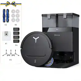 ECOVACS Robotics - DEEBOT T50 Omni Care Robot Vacuum and Mop With Extra Accessories, 3.19” Ultra-Slim, 15,000Pa Suction, Hands-Free Station - Black
