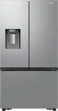 Front. Samsung - 36 in. Wide 31 cu. ft. Mega Capacity 3-Door French Door Refrigerator with External Water and Ice Dispenser - Fingerprint Resistant Stainless Steel.