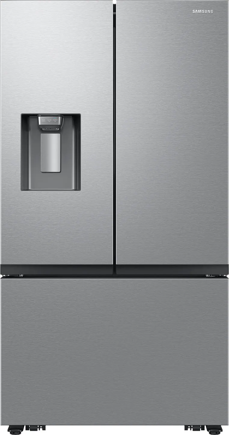 Front. Samsung - 31 cu. ft. Mega Capacity 3-Door French Door Refrigerator with External Water and Ice Dispenser - Fingerprint Resistant Stainless Steel.