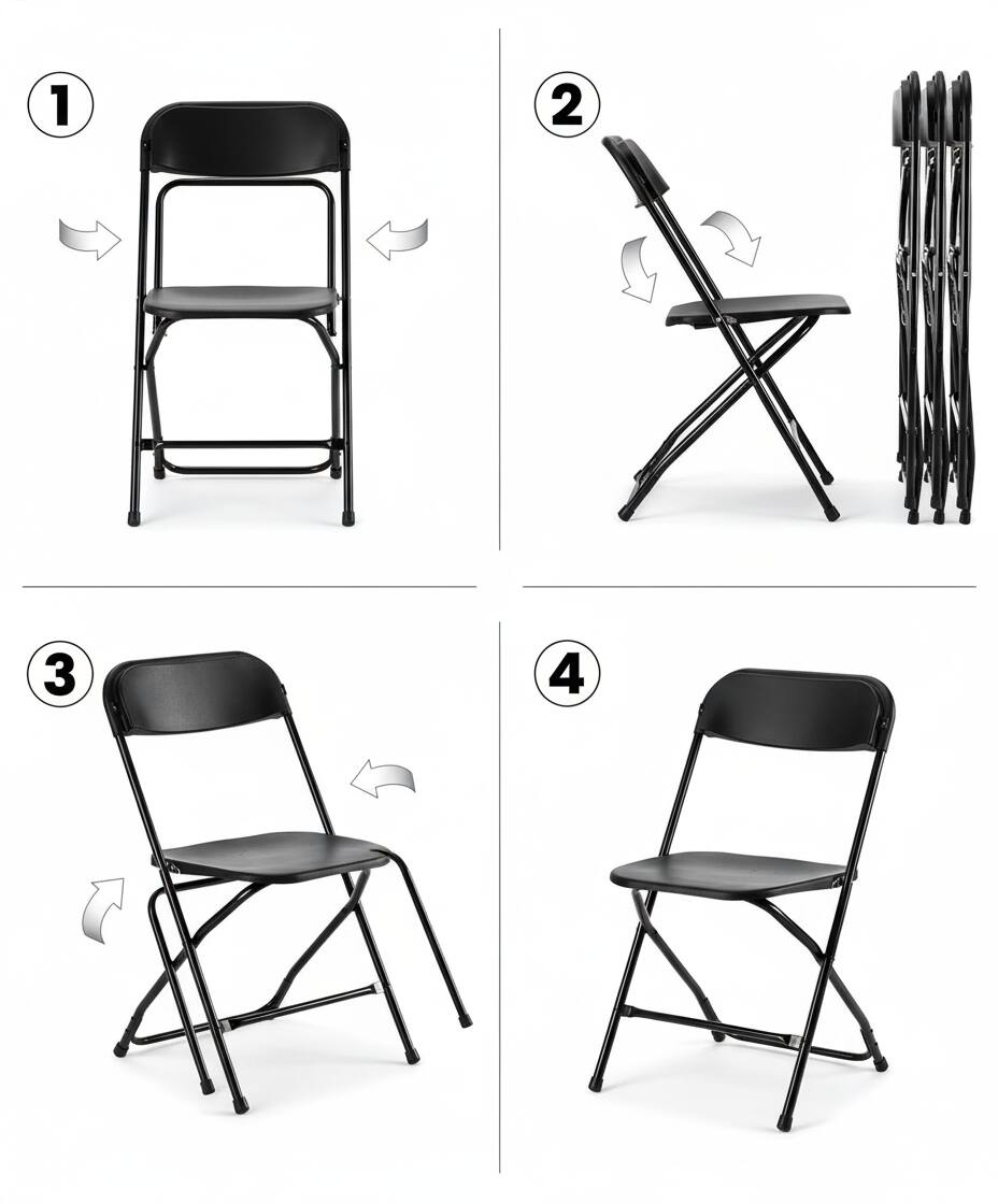 Alt View 4. AOITUN - Folding Chair 4 Pack Plastic Foldable with Sturdy Frame for Daily Use - Black.