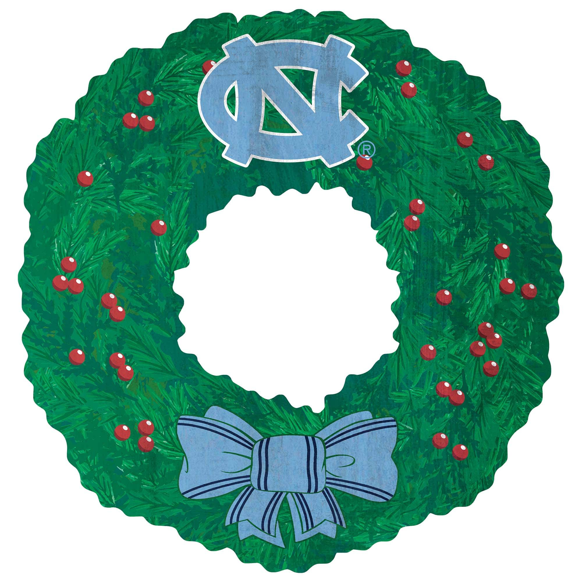 Front. Fan Creations - North Carolina Tar Heels 16'' Team Wreath Sign - Green.