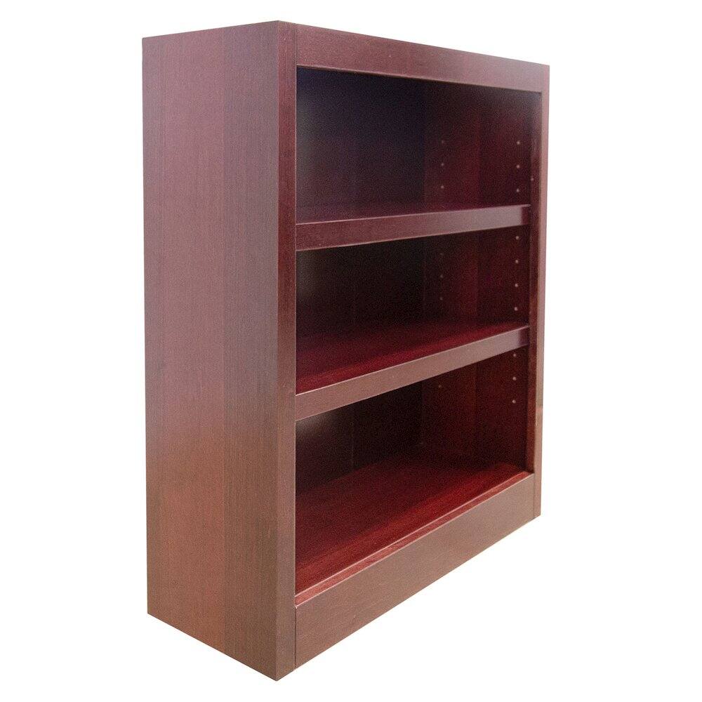 Angle. Concepts in Wood - Single Wide Bookcase 3 Shelves Cherry Finish - Red.