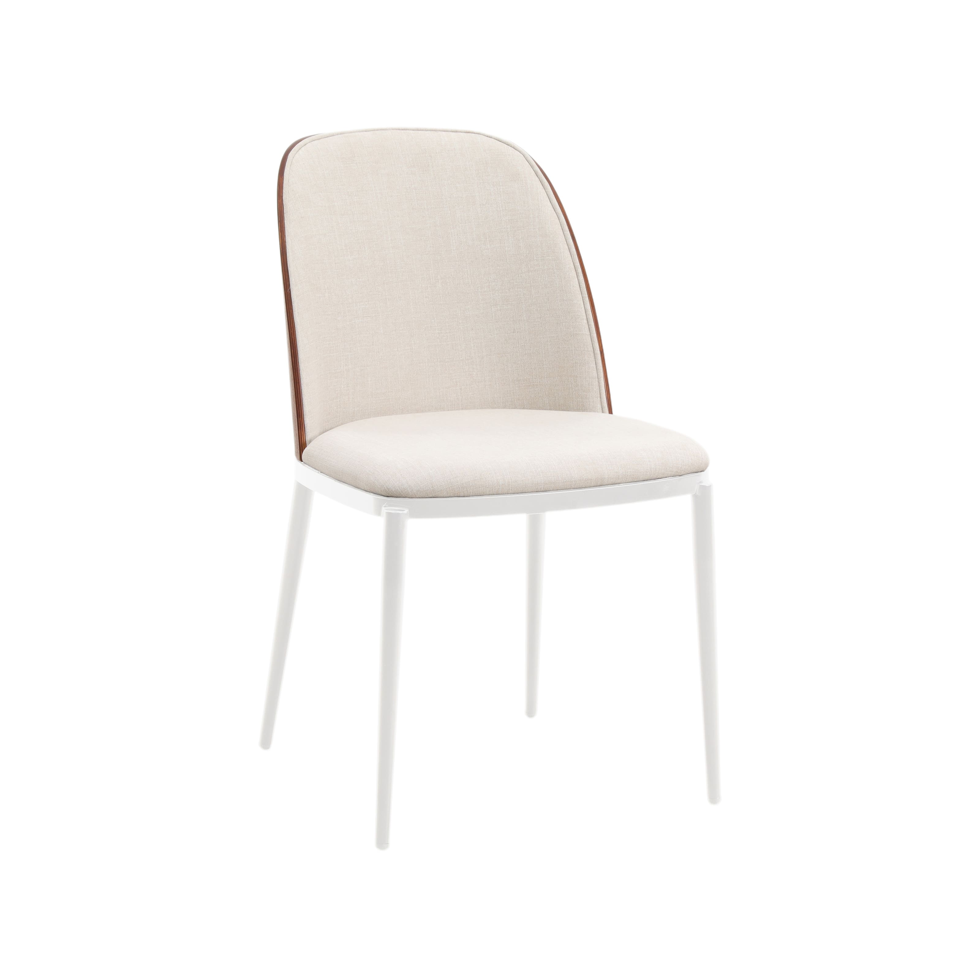 LeisureMod - Tule Vintage Mid-Century Dining Chair, Modern Fabric Upholstered Kitchen Side Chair with Protective Floor Glides - Walnut/Beige price history on PriceWatchPro