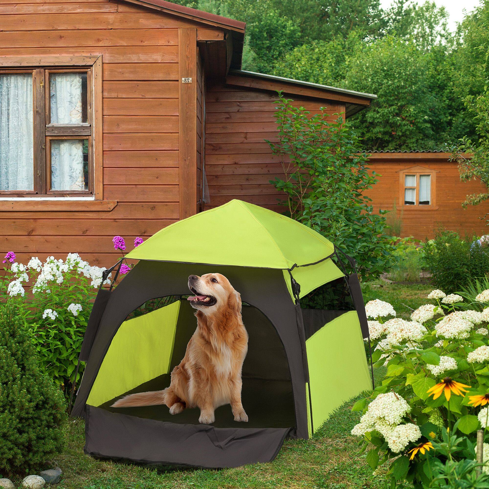 Alt View 6. Loheer - Loheer Extra Large Dog Tent Portable Camping Pet Shade Shelter with Carrying Bag for Beach Backyard, Green - Dark Gray, Green.
