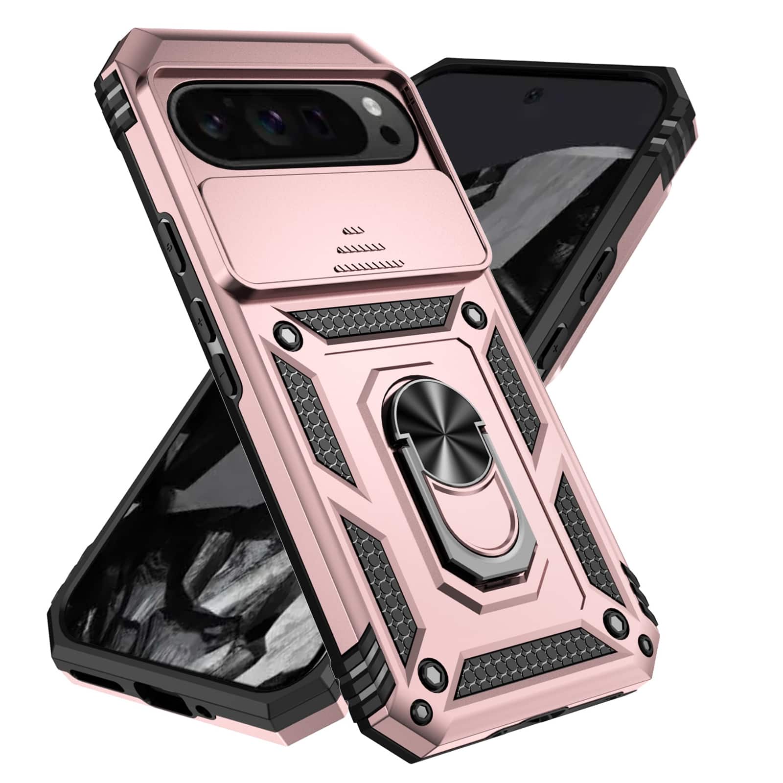 UUCOVER - Rugged Protective Case for Google Pixel 10 / 10 Pro,Shockproof TPU+PC Case Slide Camera Cover Ring Holder Stand Cover - Rosegold price history on PriceWatchPro