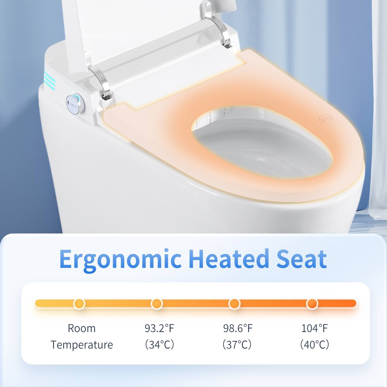 Ergonomic Heated Seat

Room Temperature  
93.2°F (34°C)  
98.6°F (37°C)  
104°F (40°C)