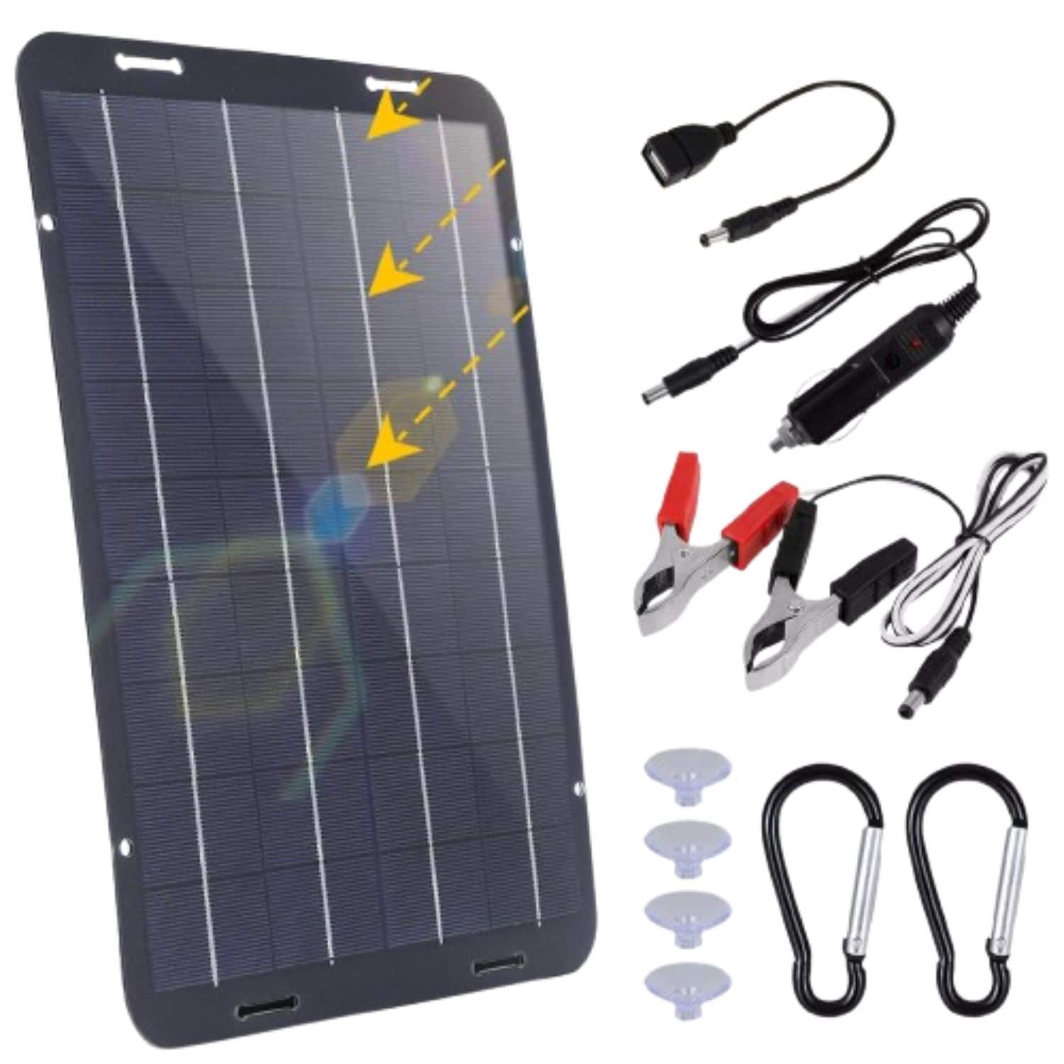 Front. Stock Preferred - 60W Solar Panel 18V Trickle Charger Battery Charger Kit - Black.