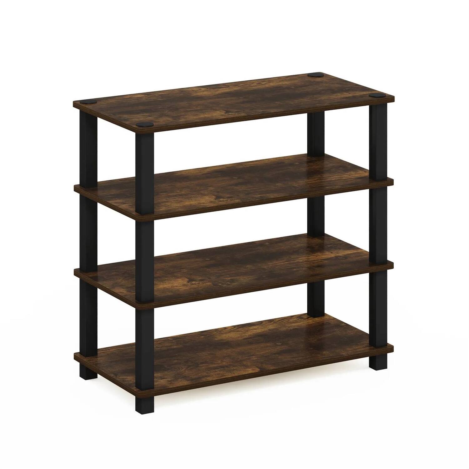 Left. Hivvago - Stackable 4-Shelf Black Brown Wood Shoe Rack - Holds up to 12 Pair of Shoes - Black, Brown.