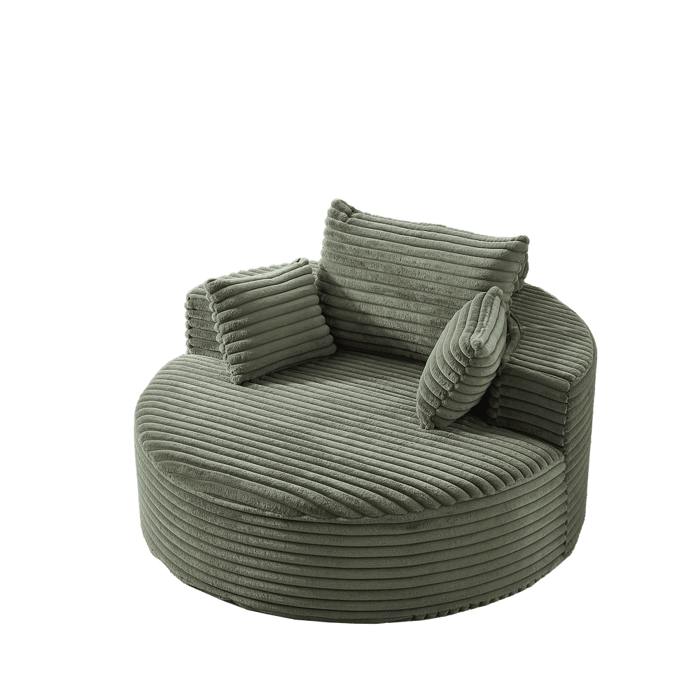 Alt View 5. Resenkos - 55"L Corduroy Single Sofa, Fluffy Modern Sleeper Chair for Living Room & Bedroom, No Assembly, Green - Green.