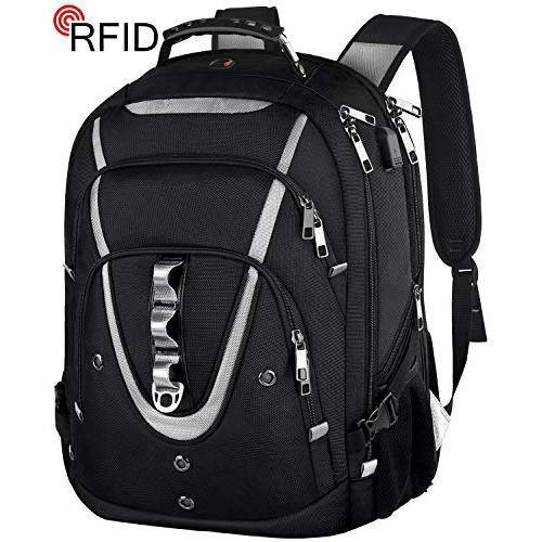Front. Live At Space - 18 4 Laptop Backpack For Men  55l 60l Extra Large Gaming Laptops With Usb Port Tsa Friendly Flight Approved Rfid Anti - Silver-18.4in.