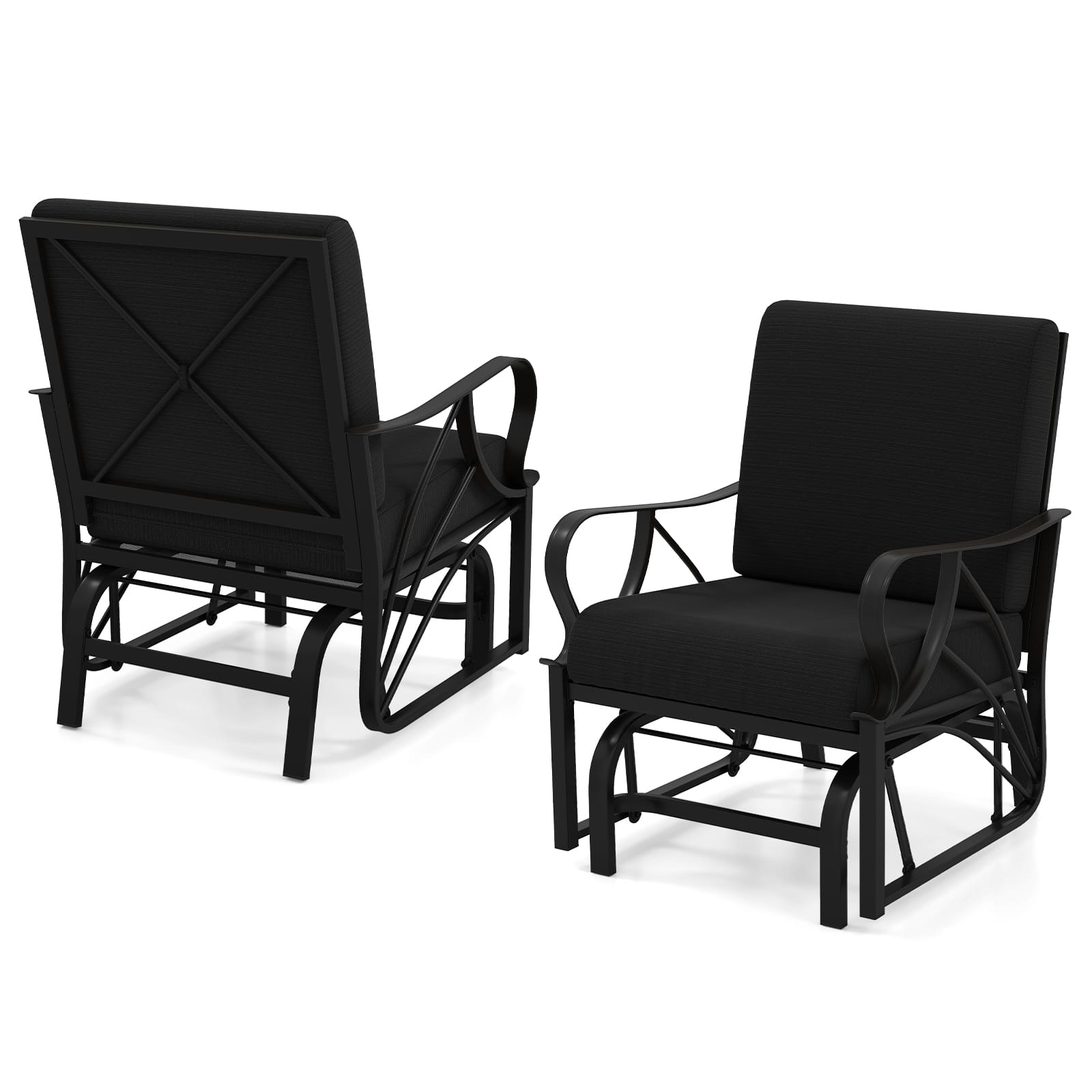 Gymax - 2PCS Patio Glider Chair Single Outdoor Rocking Chair w/ Seat & Back Cushions - Black price history on PriceWatchPro