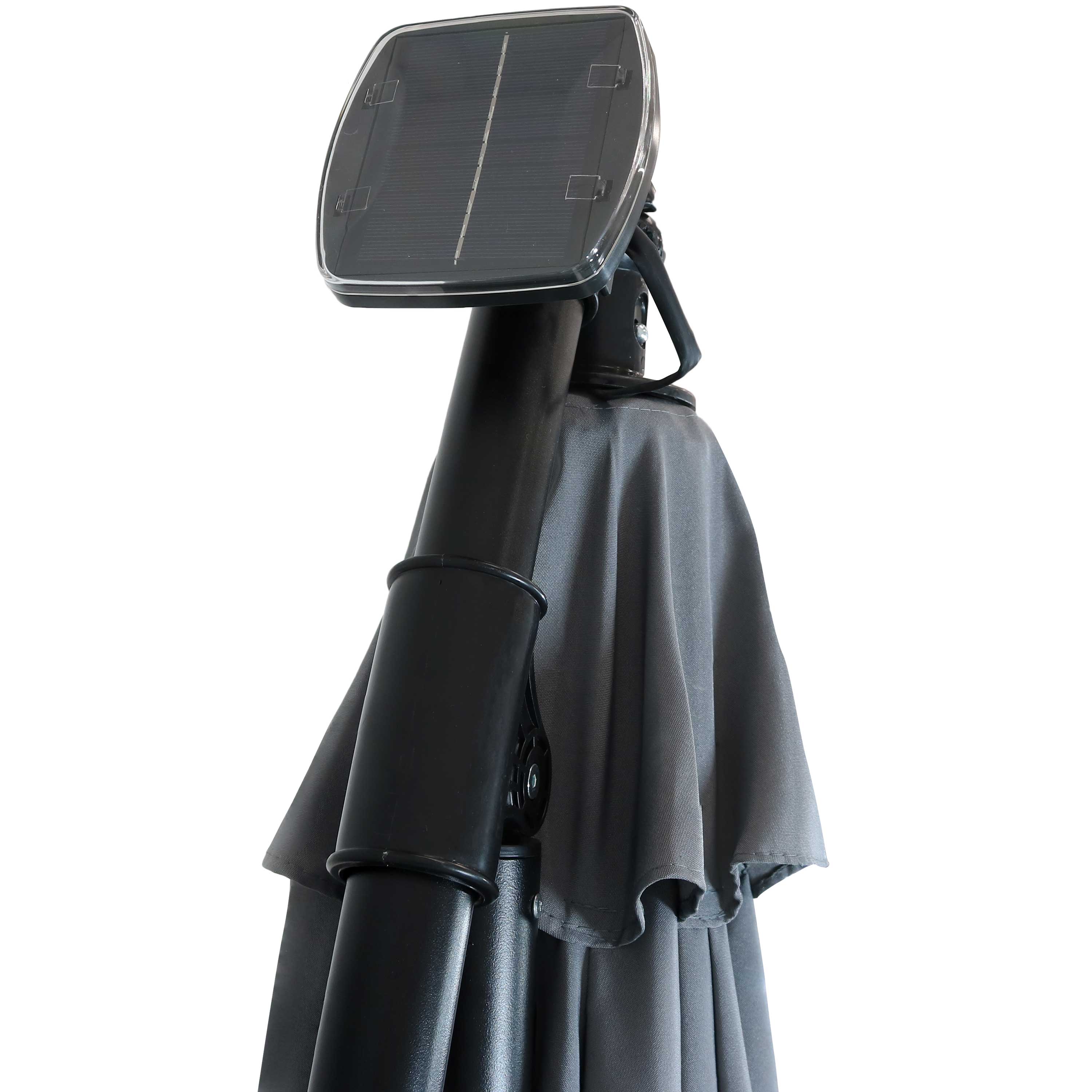 Alt View 8. Sunnydaze - 9.5 ft Solar Cantilever Offset Patio Umbrella - Smoke.