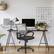 Alt View 11. CorLiving - Workspace 5-Pointed Star Mesh Linen Fabric Chair - Dark Grey.