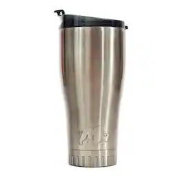 Silver Buffalo - Metallic Stainless Steel Tumbler With Flip Lid | Holds 30 Ounces - Gray