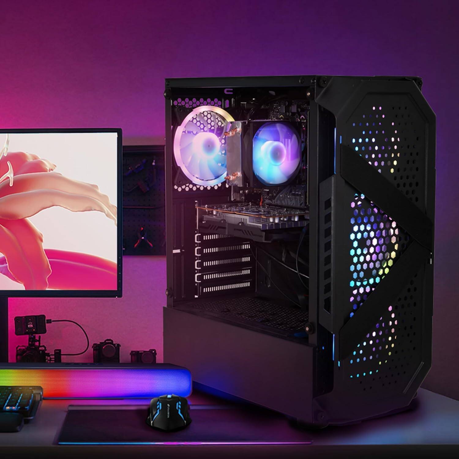 Alt View 1. STGAubron - STGAubron Gaming Desktop PC, Intel Core i7 up to 3.9Ghz, GeForce RTX3060 12G Graphics, 32GB RAM, 1TB SSD, WiFi 6, Win11H - Black.