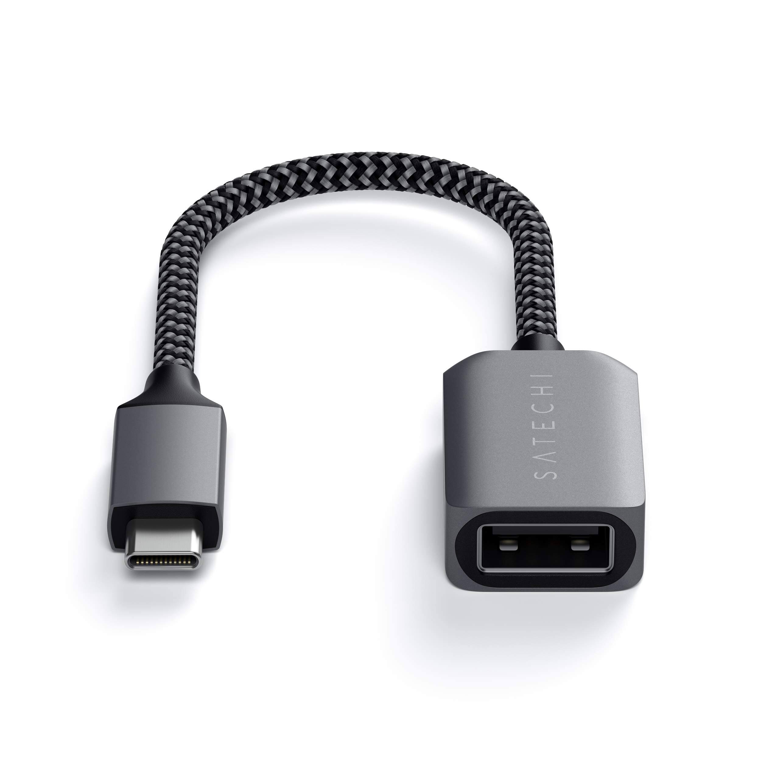 Left. Satechi - USB-C to USB 3.0 Adapter Cable - Type-C to Type-A Female for MacBook Air/Pro, iPad Air/Pro, Mac mini, iMac.