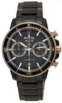 Bulova - Marine Star Chronograph Quartz Diver's 98B302 Men's Watch Stainless Steel 200M - Black