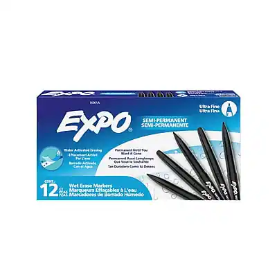 Expo
Ultra Fine
Semi-Permanent
Water Activated Erasing
Wet Erase Markers
12 Count
Permanent Gel Ink
Long Lasting
Wet Erase Markers
Marqueurs Effaçables Humides
Marcadores de Borrado Húmedo
Semi-Permanente
Con Agua
Con Agua
Como Desees
Como Desees
