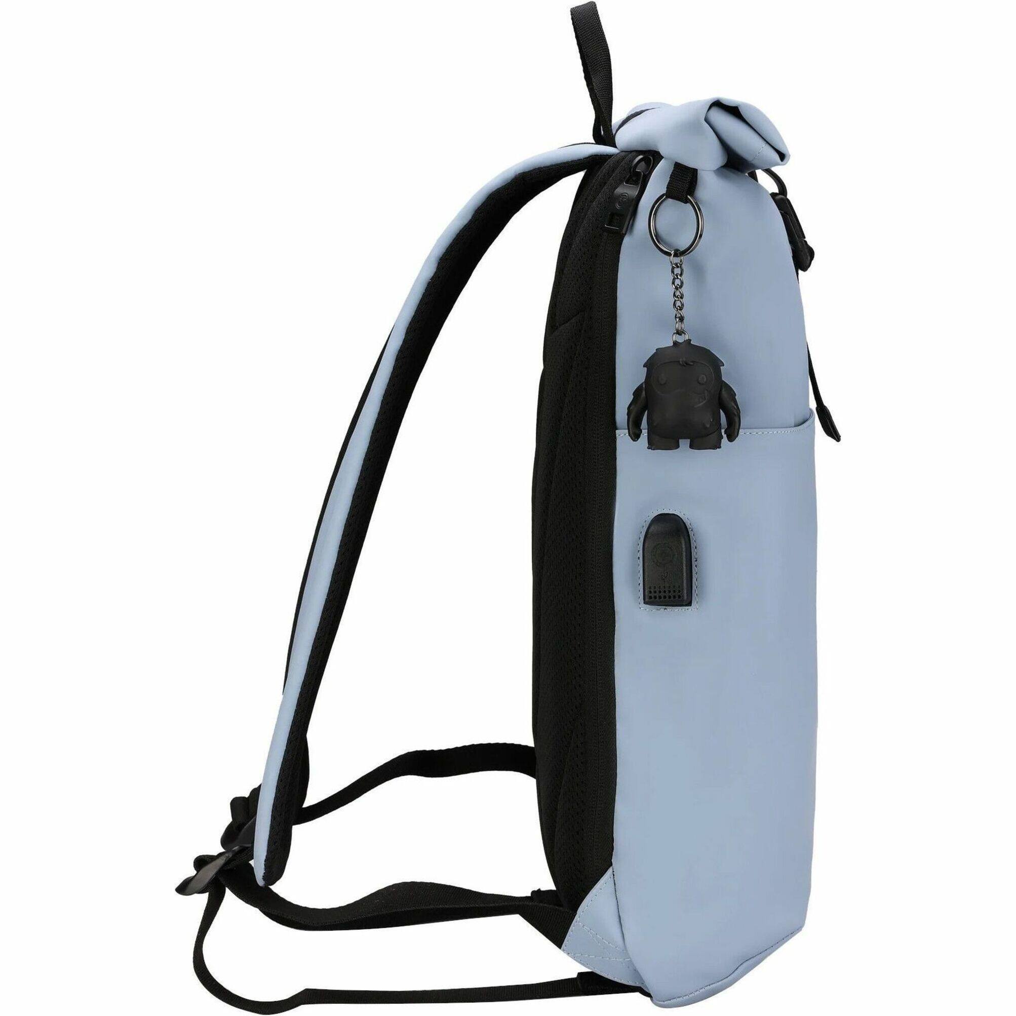 Alt View 13. Swissdigital Design - LAMONE Rolltop TSA-Friendly Water-Resistant Backpack With USB Charging Port  RFID Protection and Fits Up to 16″ Laptop - Light Blue.