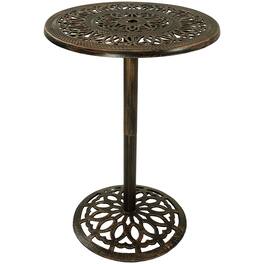 Sunnydaze - 26 in Cast Iron Round Patio Bar-Height Table - Bronze