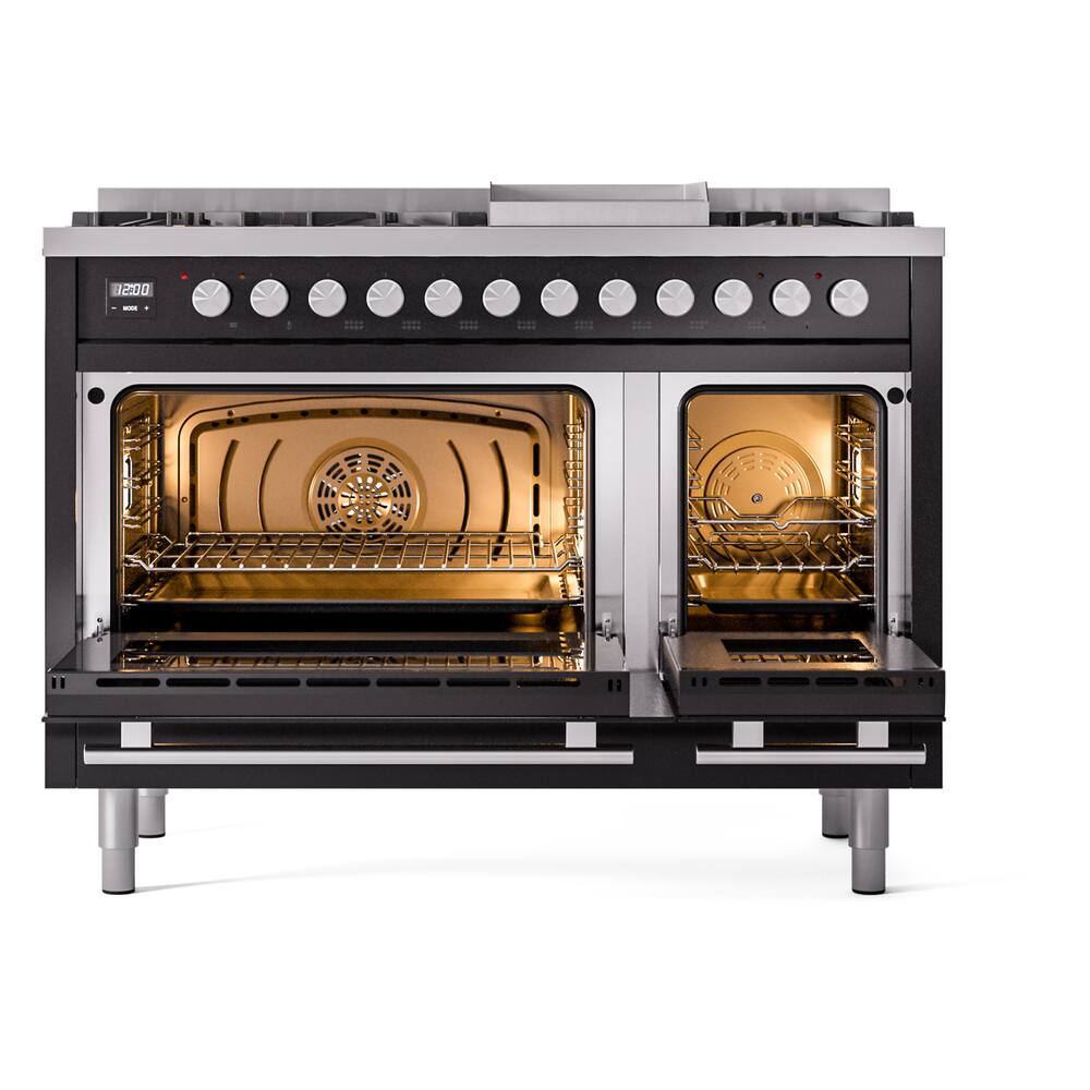 ILVE Professional Plus II Series 48 in. Dual Fuel Range with 8 Sealed ...