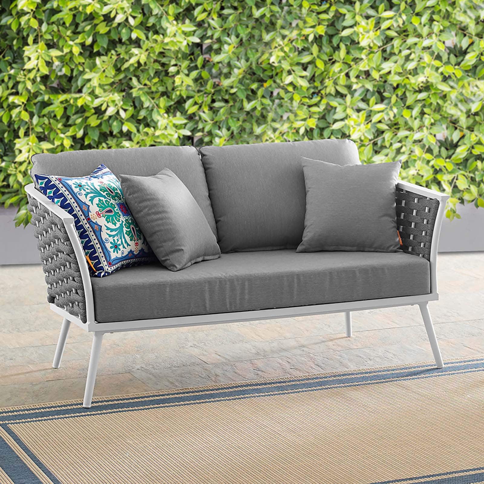 Stance Outdoor Patio Aluminum Loveseat by Modway - White Gray