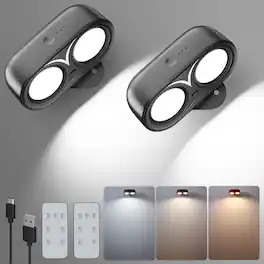 IMAGE - 2 Pack Dual Cylinder LED Wall Lights 360° Rotatable Design - Black